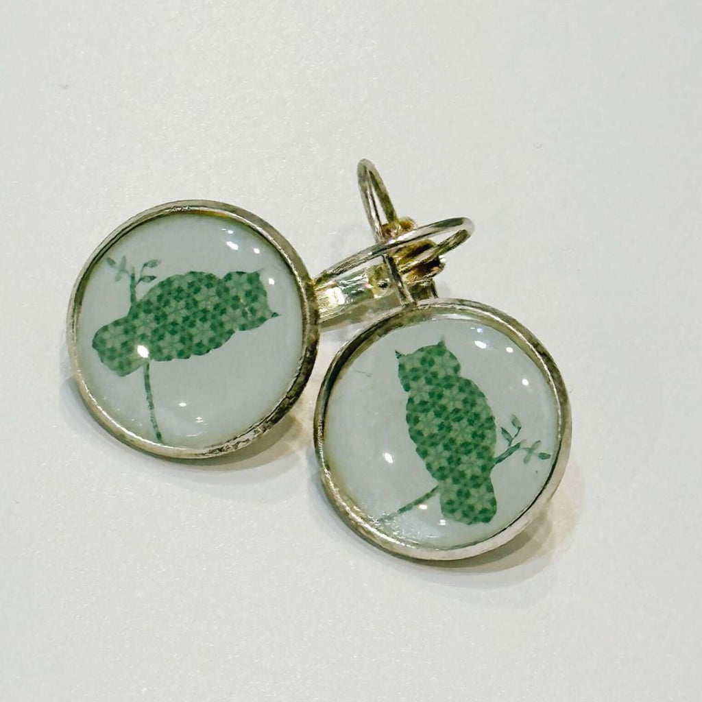 Green Owl Silhouette Earrings
