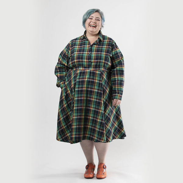 Plus Size Highland Fling Dress Winter22 - made to order in all sizes and a range of flannelette tartans to choose from.