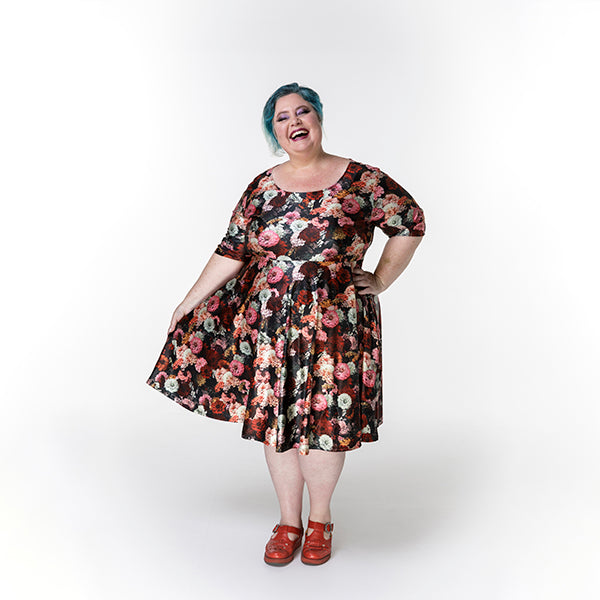 Zinnias Tea Dress with pockets available in plus sizes 14-36 made to order