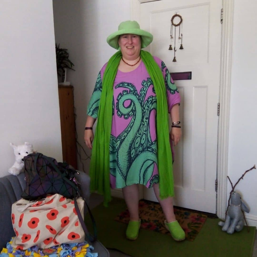 Plus Size Erika Dress in Green Tentacles