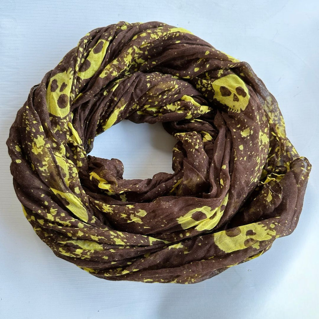 Brown & Yellow Skull Scarf