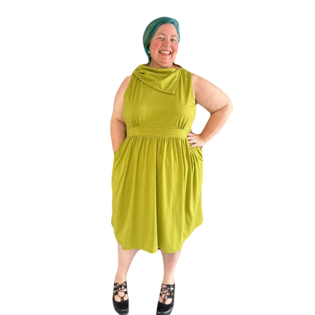 Sideways Collar Dress in Chartreuse Stripe – Joolz Fashion