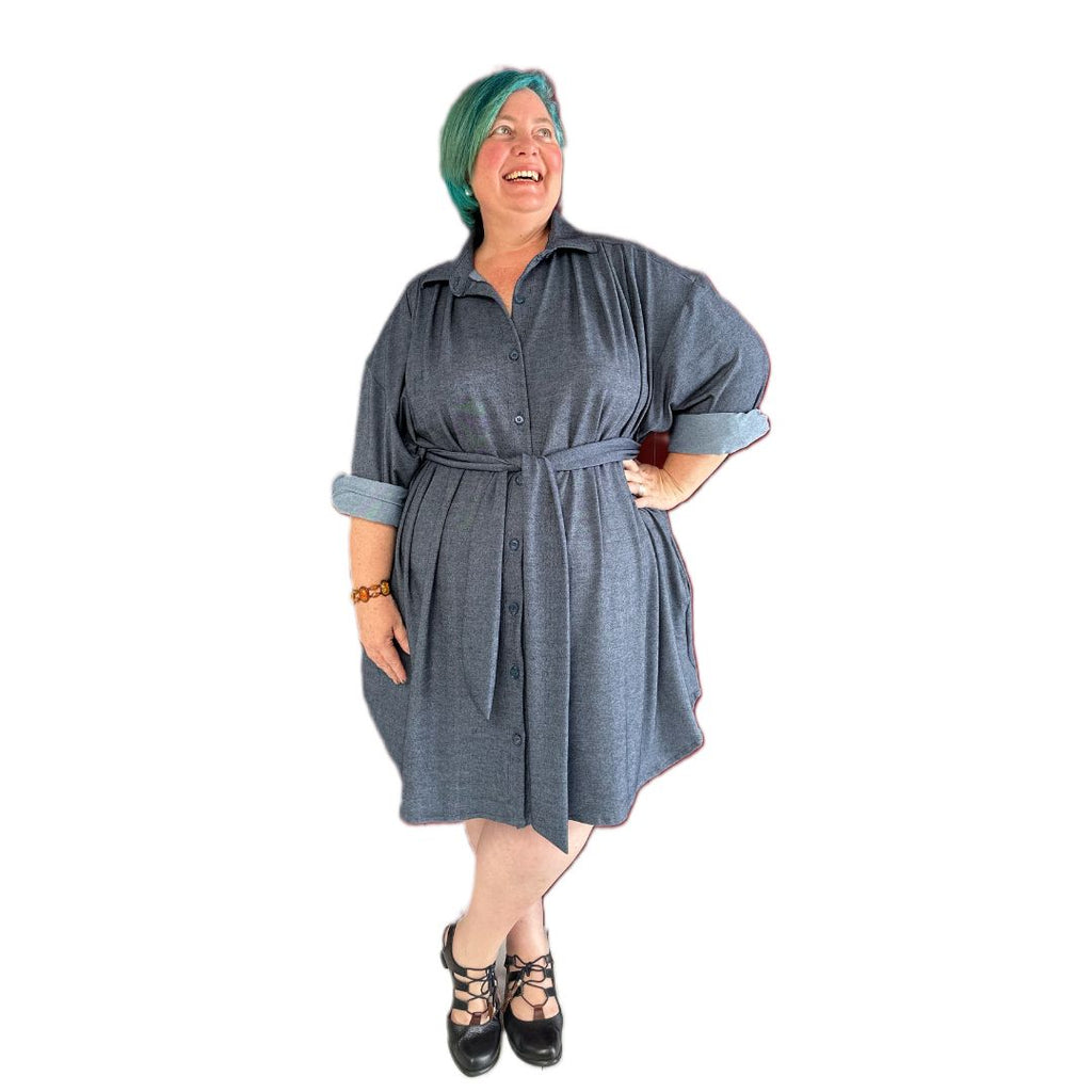 Paula Shirt Dress in Navy Jersy - Versatile Style and Comfort