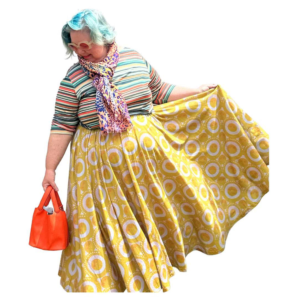 Custom Maxi Skirt in Retro Sunburst Print