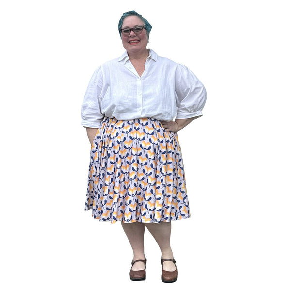 Custom Circle Skirt - midi length, tulip print