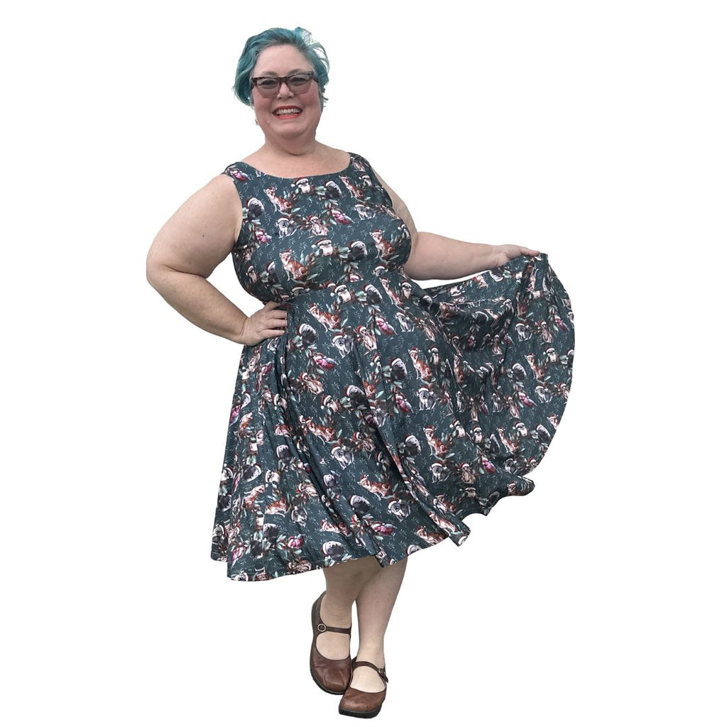 2025 Australian Christmas Print available in a midi skater dress