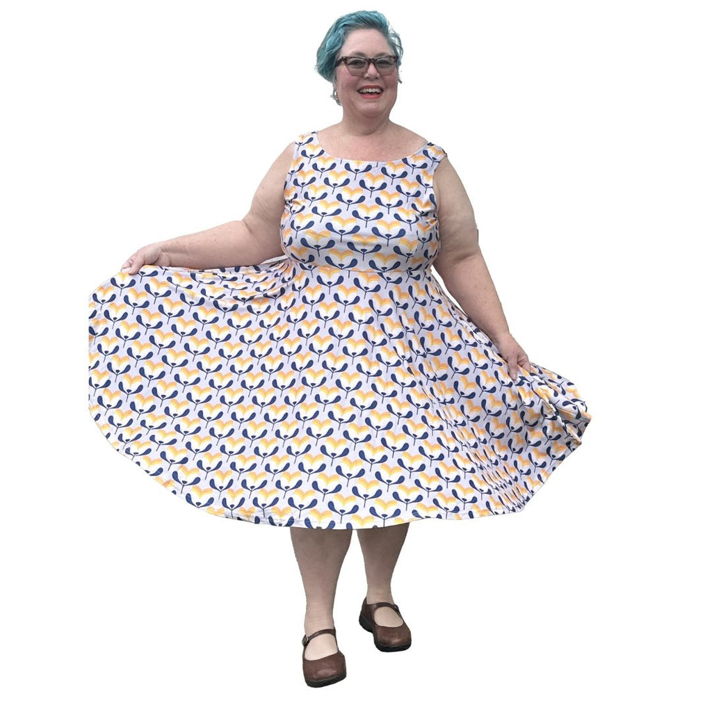 Sleeveless Circle Skater Dress in Tulip Print