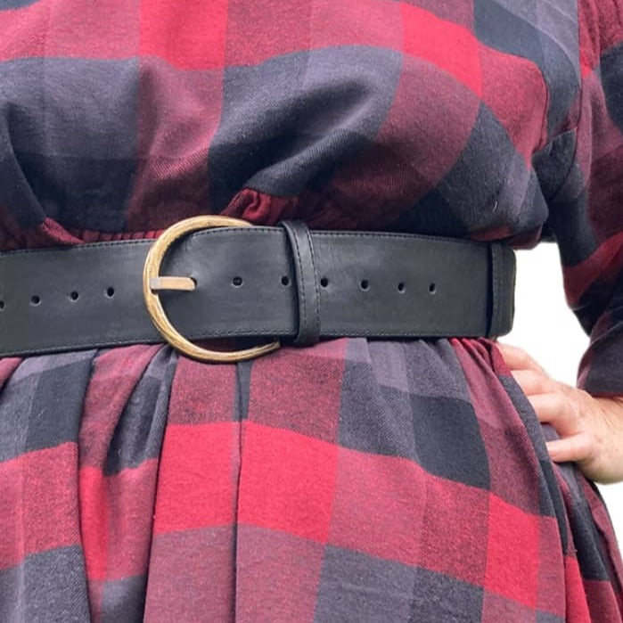 Double Wide Leather Belt – Black