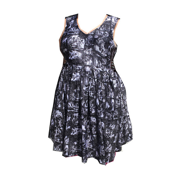 Vee Sleeveless Down The Rabbit Hole Alice in Wonderland dress available on pre-order! Plus Size 14 - 36