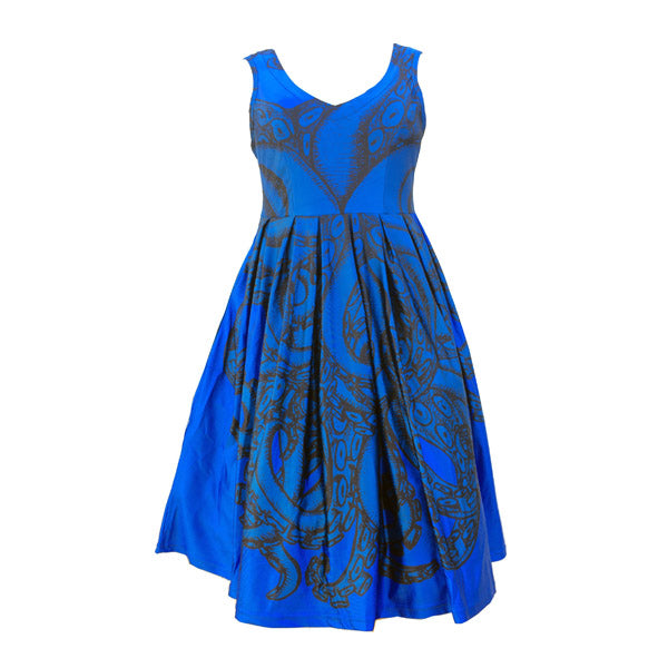 Vee Sleeveless Tentacles dress in blue or charcoal available on pre-order! Plus Size 14 - 36