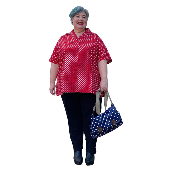The Joany - plus size short sleeved shirt cotton polka dot print blouse
