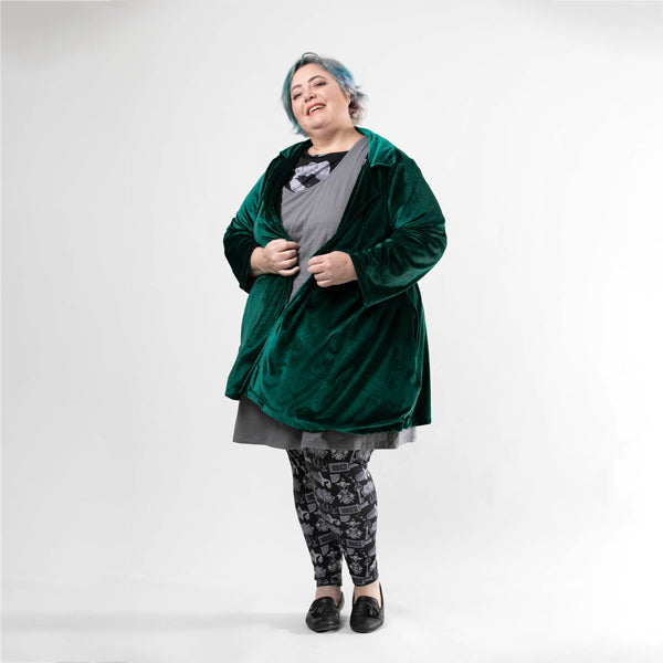 Soft Velvet Plus Size Swing Coat made to order with free shipping - green, black, brown and purple