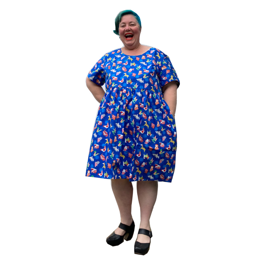 Limited Edition Blue Origami Dress | Plus size Dress