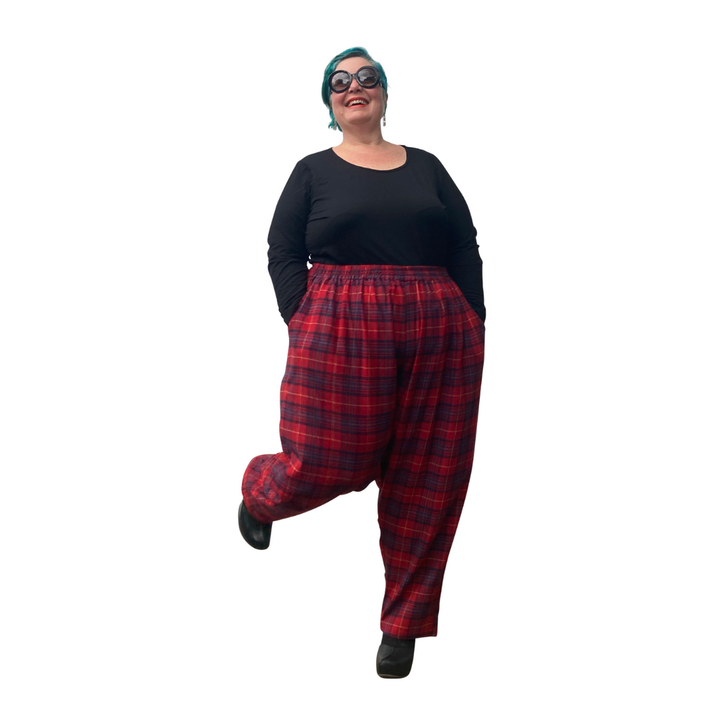 The Culloden Trousers - Red Flannelette Plus Size Loungewear