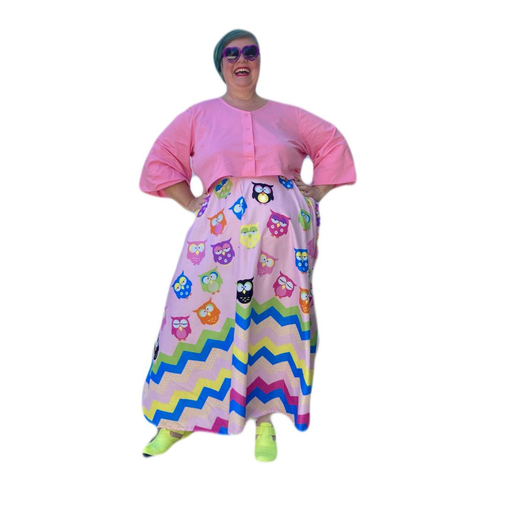 Owl-Be-Tickled-Pink Plus-Size-Maxi-Skirt