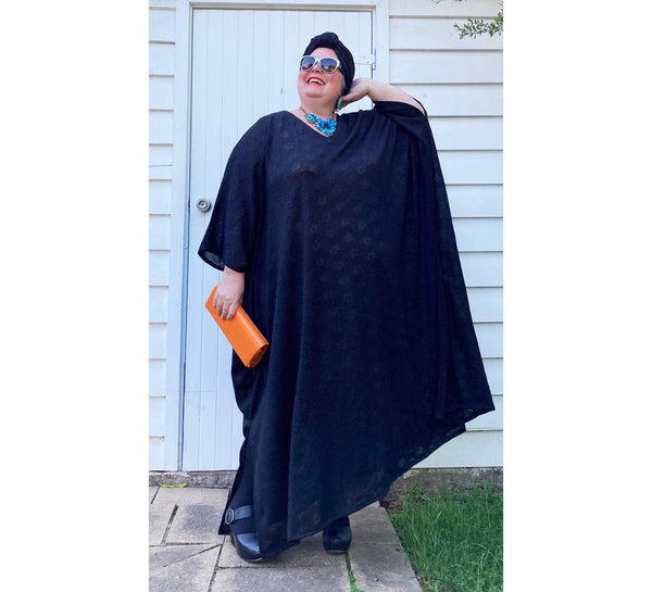 Plus Size Auntie Mame Black Gold Caftan
