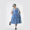 Vee Sleeveless Hot Air Balloon red and white stripes on blue sky plus size dress made to order