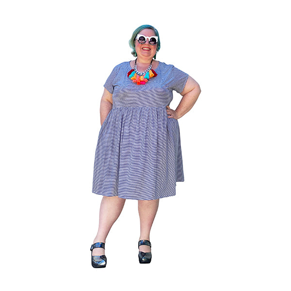 Plus Size Striped Sally Dress with pockets