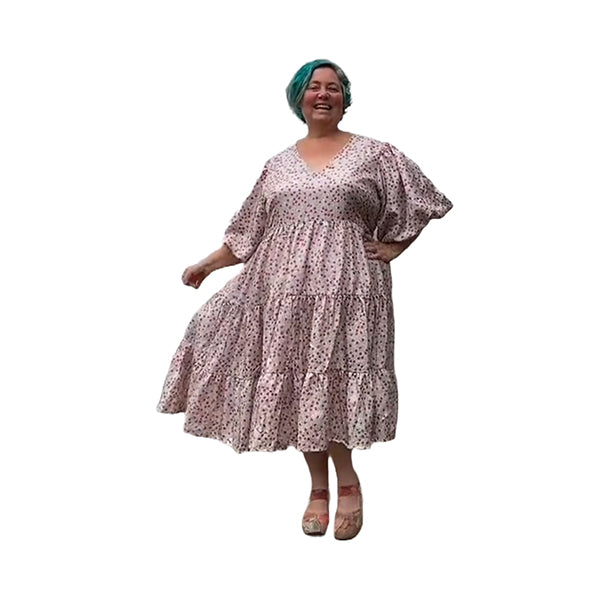 Limited edition plus size pink polka dot silk Pollyanna Dresses perfect for weddings and events