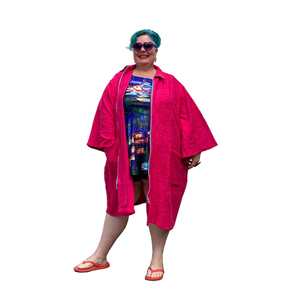 New release Pink Cotton Terry Beach Robe Plus Size