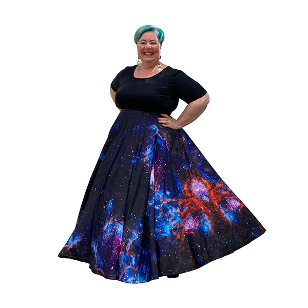 Galaxy floor length Plus Size Maxi Skirt