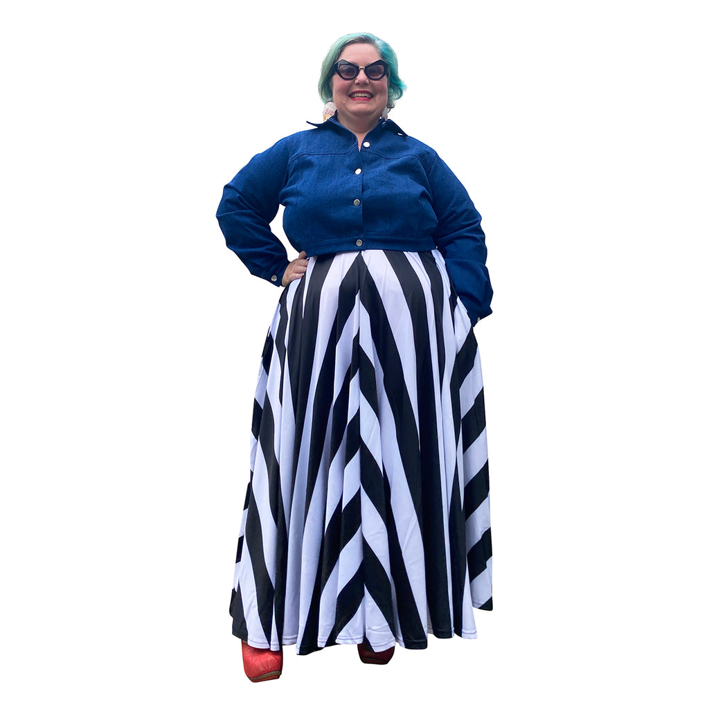 Jessica London Women's Plus Size Tummy Control Bi-stretch Midi Skirt - 14  W, Black Pinstripe : Target