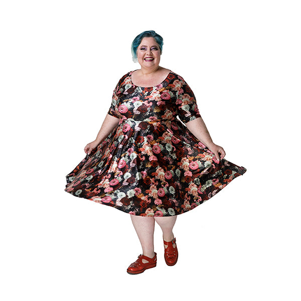 Zinnias Tea Dress with pockets available in plus sizes 14-36 made to order